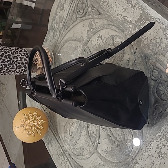 Coach Black Mixed Leather Satchel Crossbody Bag Purse - Picture 6 of 16